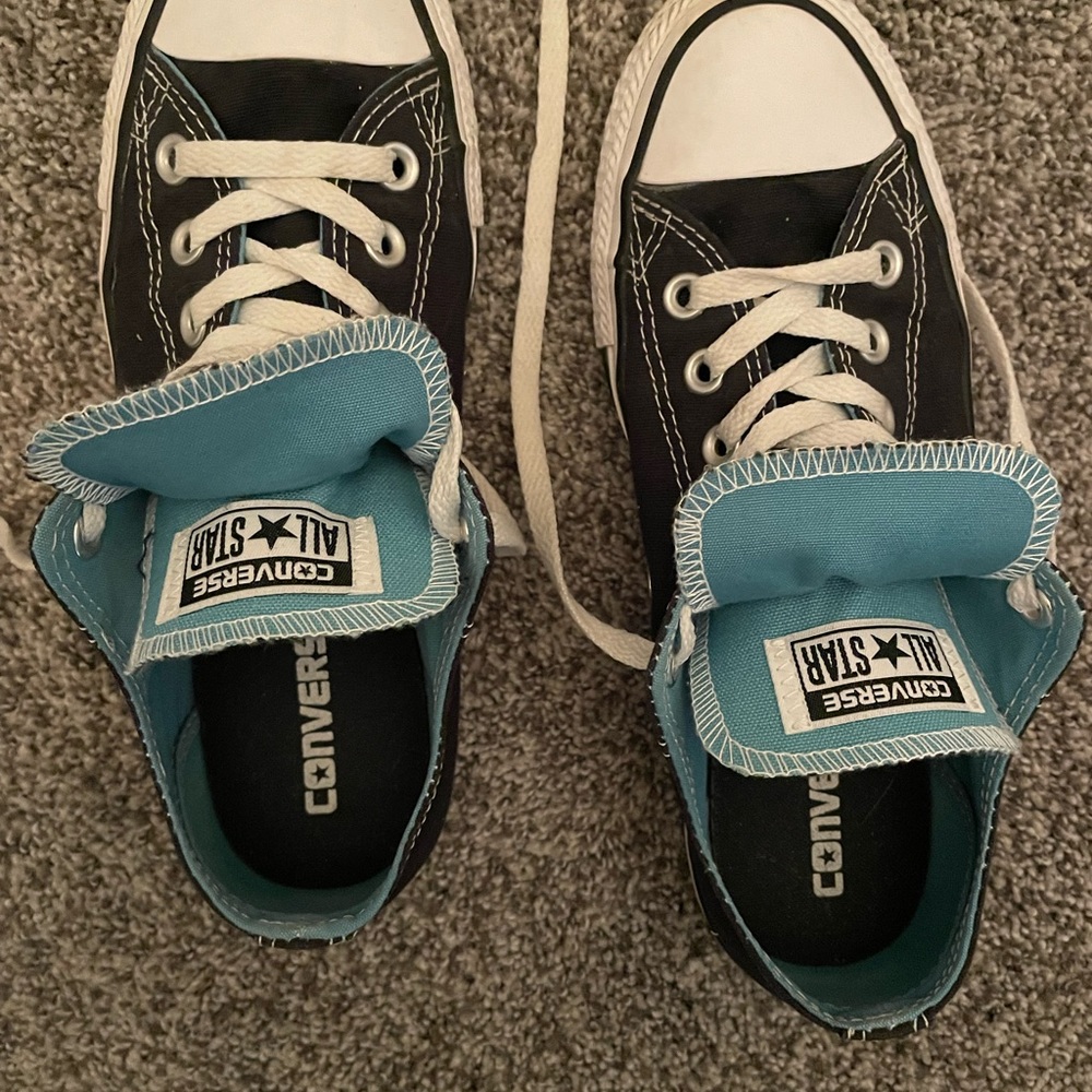Converse All Stars. Black, Aqua, White. Women’s size 8.